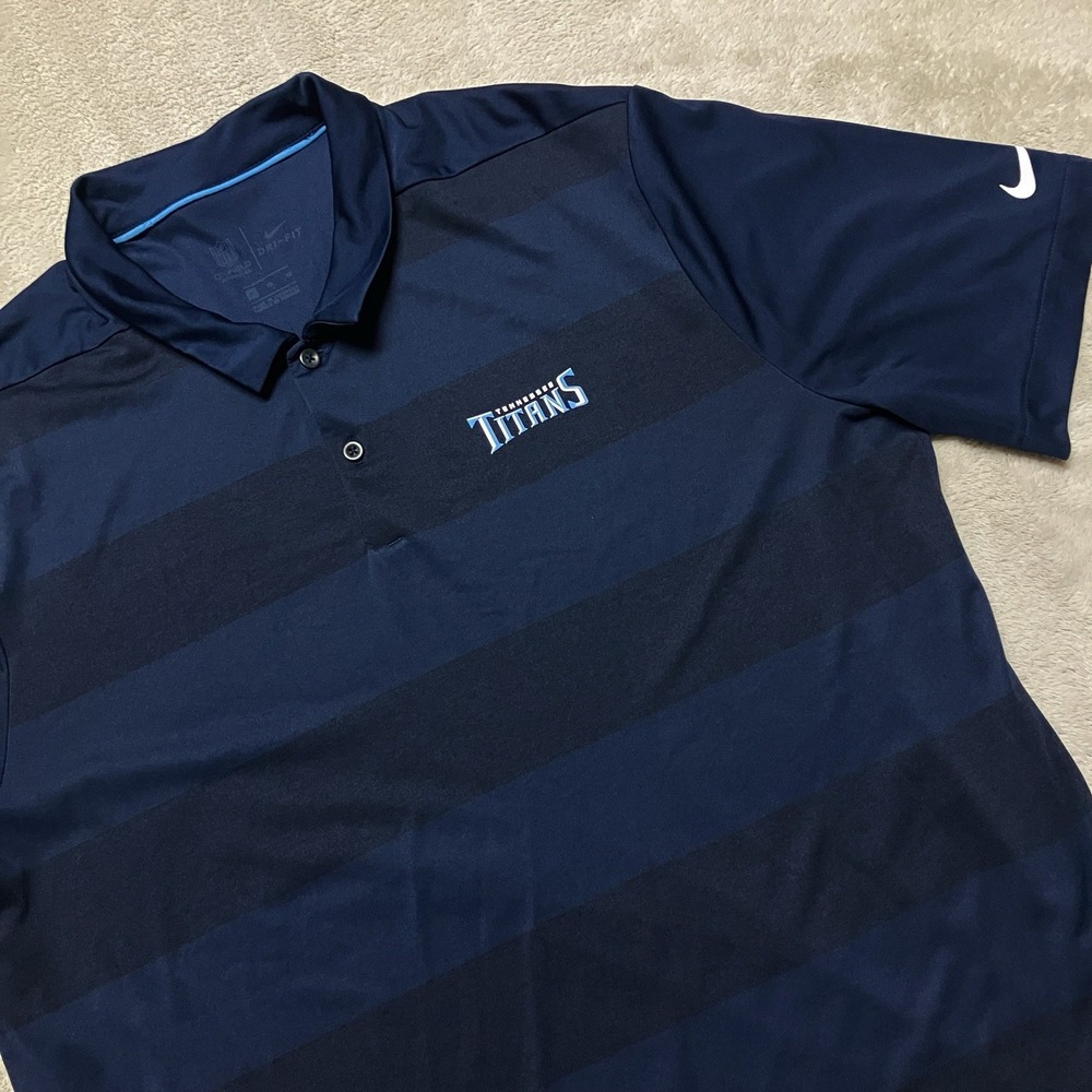 Tennessee Shirt Mens XL Blue Stripe Golf Polo Nike Dri Fit NFL Football Stretch